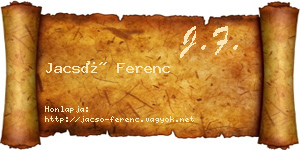 Jacsó Ferenc névjegykártya